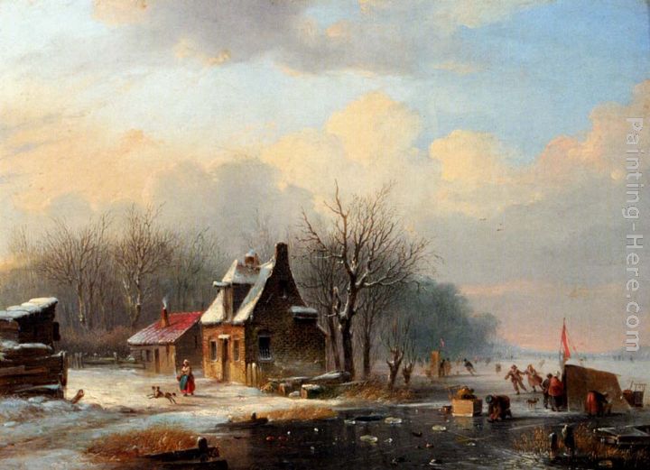 Winter painting - Jacobus Van Der Stok Winter art painting